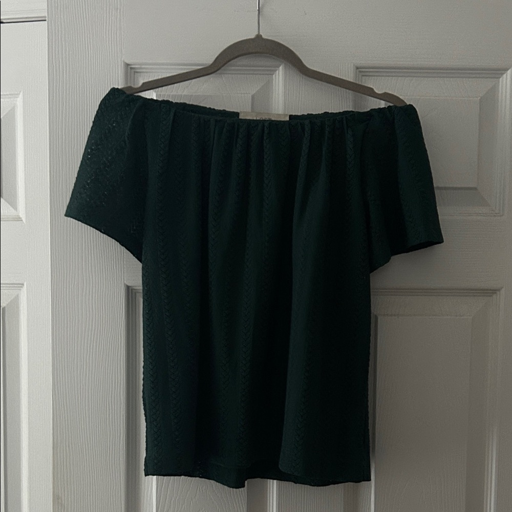 LOFT Elegant Green Off-Shoulder Blouse